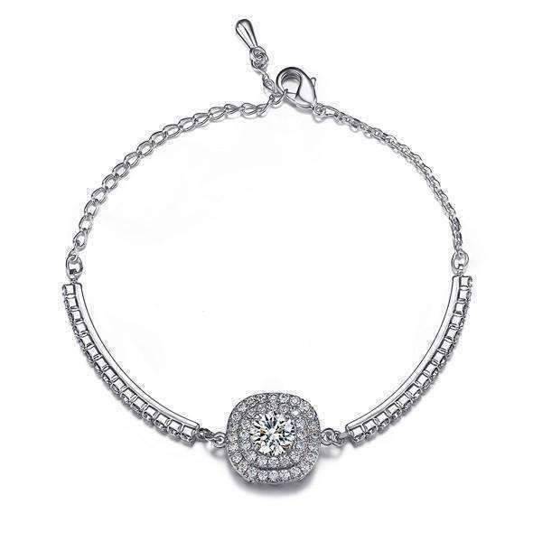 Feshionn IOBI bracelets Luminaré 1ct Austrian Crystal Double Halo Bracelet White Gold Plated