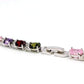 Feshionn IOBI bracelets Multicolor Oval Austrian Crystal Tennis Bracelet in White Gold with Extender