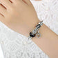 Feshionn IOBI bracelets ON SALE - Love & Family Black Glass Silver Bangle Bracelet