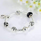 Feshionn IOBI bracelets ON SALE - Love & Family Black Glass Silver Bangle Bracelet
