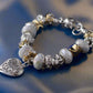 Feshionn IOBI bracelets ON SALE - Pearl White Glass Beads With Heart Charm Bracelet