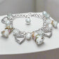 Feshionn IOBI bracelets Pearl Three Hearts Lamp Work Glass Bead Charm Bracelet ~ Three Colors to Choose