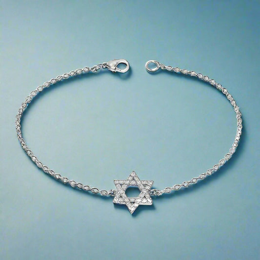 Feshionn IOBI bracelets Silver Delicate CZ Encrusted Mini Star of David Bracelet