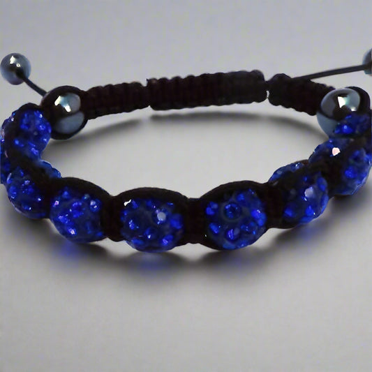 Feshionn IOBI bracelets Sparkly Crystals Hand Made Shamballa - Blue Crystal and Hematite Shamballa Bracelet