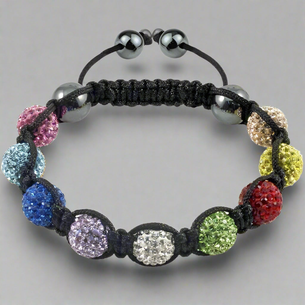 Feshionn IOBI bracelets Sparkly Crystals Hand Made Shamballa - Multicolor Crystal and Hematite Shamballa Bracelet