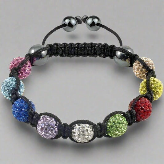 Feshionn IOBI bracelets Sparkly Crystals Hand Made Shamballa - Multicolor Crystal and Hematite Shamballa Bracelet