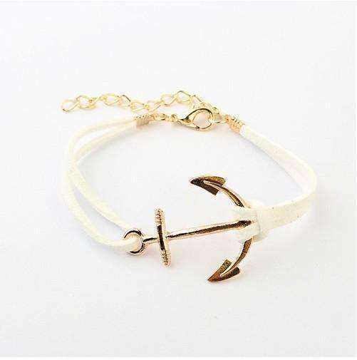 Feshionn IOBI bracelets White Anchors Away Suede Leather Bracelet - Choose Your Color