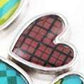 Feshionn IOBI Charms Brown Plaid Pop Art Heart Charm for Charm Locket Necklaces ~ Your Choice