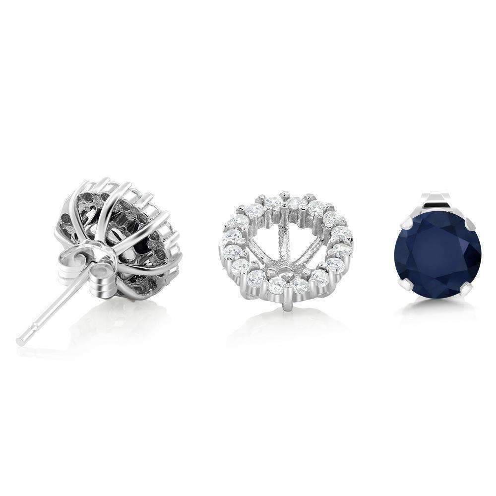 Feshionn IOBI Earrings 2CTW Genuine Sapphire Stud With Removable Halo Jacket IOBI Precious Gems Earrings