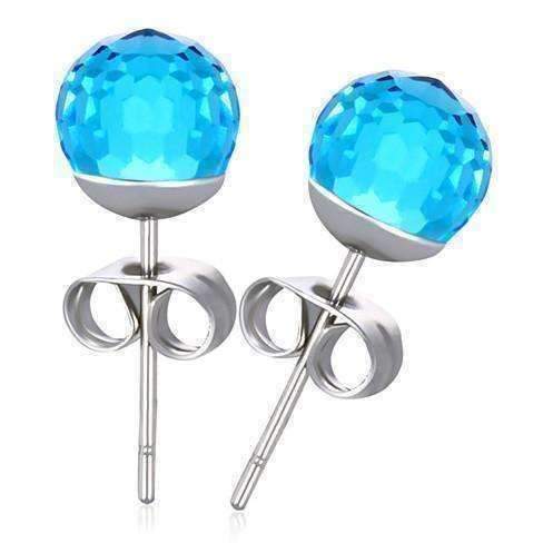 Feshionn IOBI Earrings Aqua Fab CLEARANCE - Disco Ball Faceted Crystal Stud Earrings - Eight Colors!