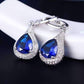Feshionn IOBI Earrings Beau Monde Pear Cut Simulated Sapphire and Milgraine Hoop Earrings