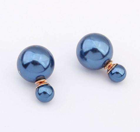 Feshionn IOBI Earrings Blue Bowling Pin Reversible Pearl Earrings - Five Colors to Choose!