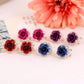 Feshionn IOBI Earrings Crimson Red Golden Reflections Metallic Rose Lever Back Stud Earrings - in Four Colors