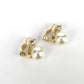 Feshionn IOBI Earrings Crystal Accented Pearl Bead Clip-On Earrings In Yellow or White Gold