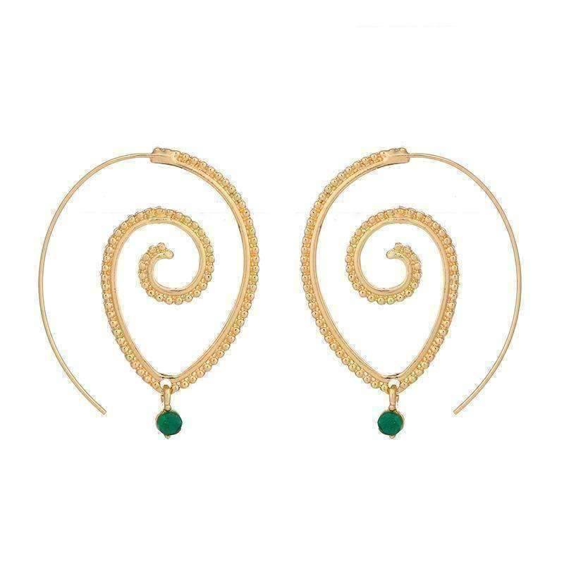 Feshionn IOBI Earrings Enlightened Jewel Accented Spiral Hoop Earrings in Silver or Gold Tone