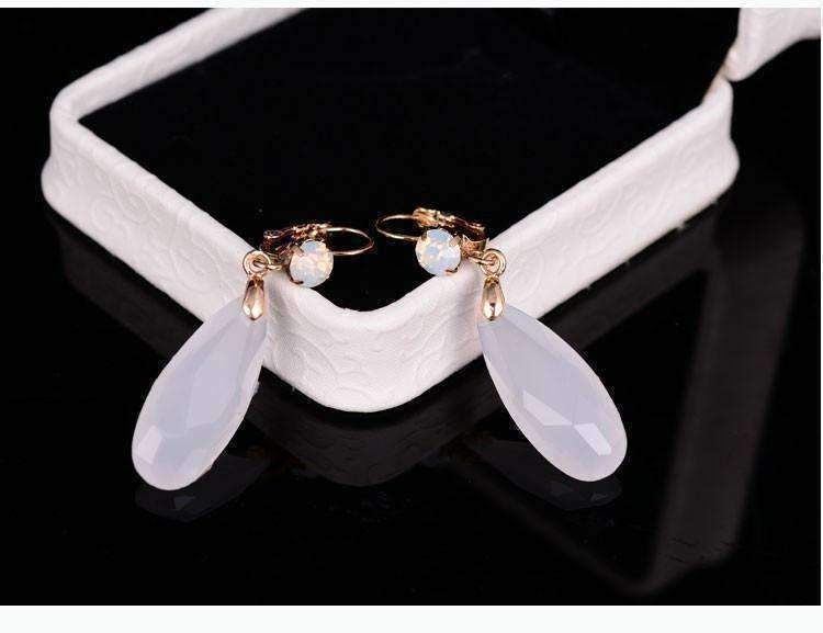 Feshionn IOBI Earrings Fascinating Long Teardrop Bead and CZ Dangle Earrings ~ Six Colors to Choose!