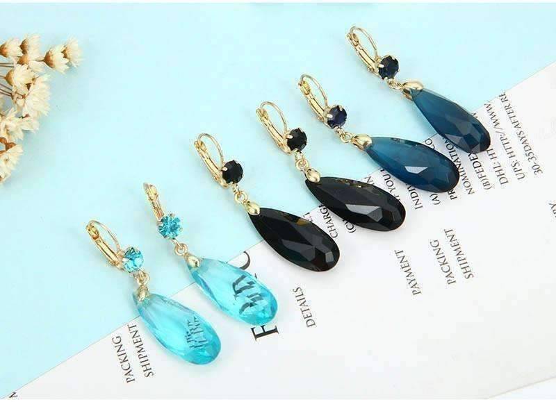 Feshionn IOBI Earrings Fascinating Long Teardrop Bead and CZ Dangle Earrings ~ Six Colors to Choose!