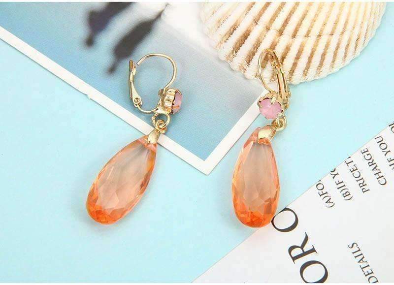 Feshionn IOBI Earrings Fascinating Long Teardrop Bead and CZ Dangle Earrings ~ Six Colors to Choose!