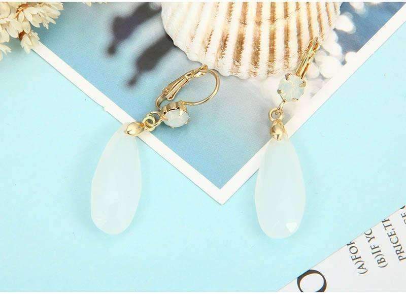 Feshionn IOBI Earrings Fascinating Long Teardrop Bead and CZ Dangle Earrings ~ Six Colors to Choose!