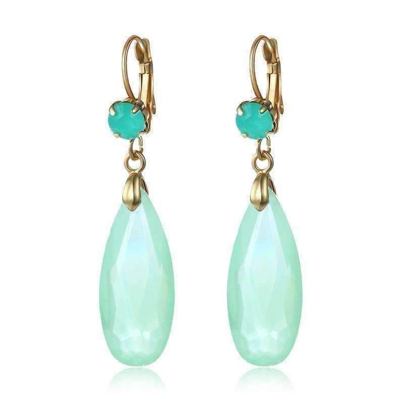 Feshionn IOBI Earrings Fascinating Long Teardrop Bead and CZ Dangle Earrings ~ Six Colors to Choose!