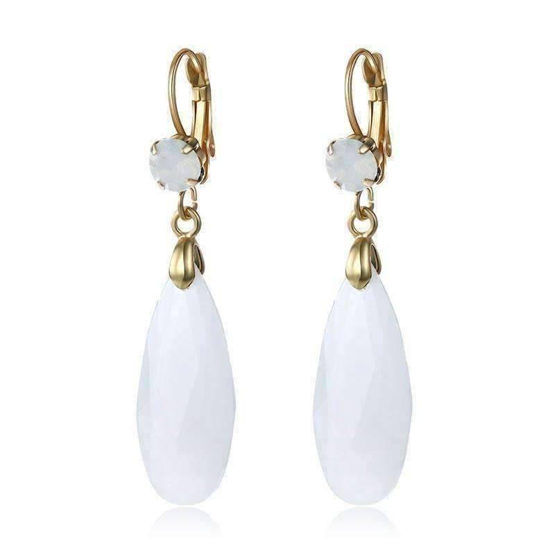Feshionn IOBI Earrings Fascinating Long Teardrop Bead and CZ Dangle Earrings ~ Six Colors to Choose!