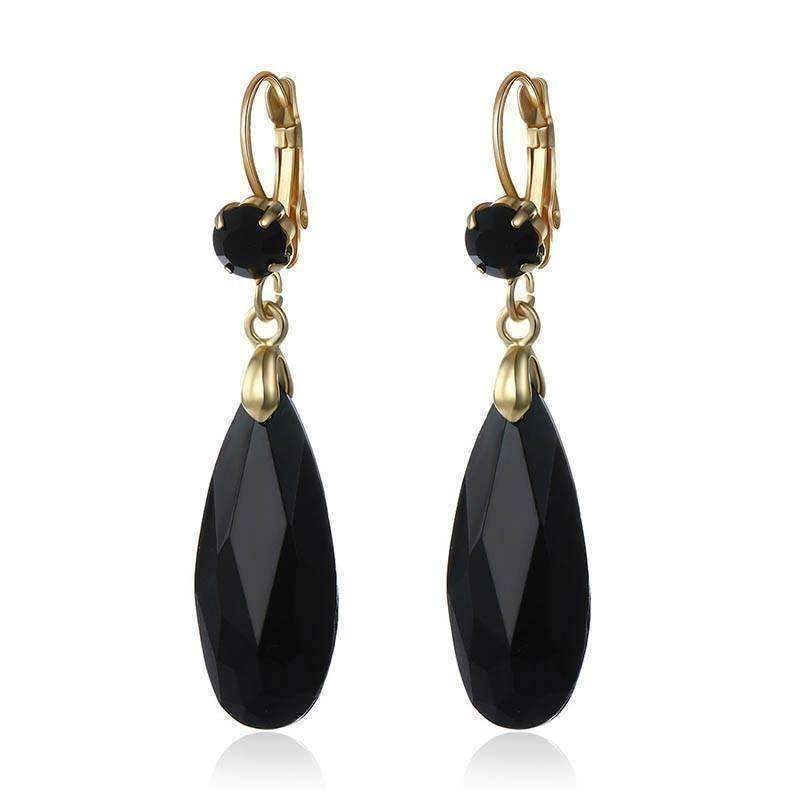 Feshionn IOBI Earrings Fascinating Long Teardrop Bead and CZ Dangle Earrings ~ Six Colors to Choose!