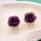 Feshionn IOBI Earrings Golden Reflections Metallic Rose Lever Back Stud Earrings - in Four Colors