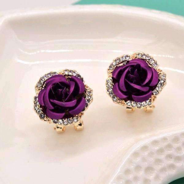 Feshionn IOBI Earrings Golden Reflections Metallic Rose Lever Back Stud Earrings - in Four Colors