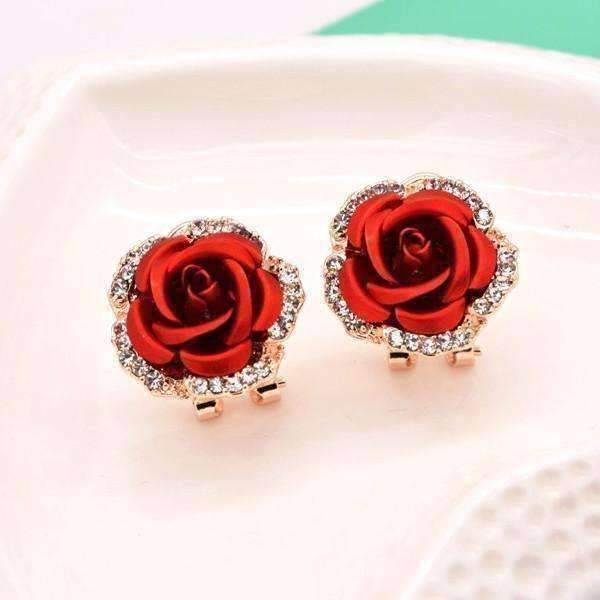 Feshionn IOBI Earrings Golden Reflections Metallic Rose Lever Back Stud Earrings - in Four Colors
