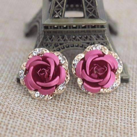 Feshionn IOBI Earrings Golden Reflections Metallic Rose Lever Back Stud Earrings - in Four Colors