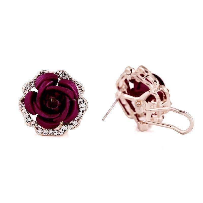 Feshionn IOBI Earrings Golden Reflections Metallic Rose Lever Back Stud Earrings - in Four Colors