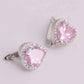 Feshionn IOBI Earrings Magnificent Halo Heart Leverback Earrings in Clear, Pink or Blue Sapphire