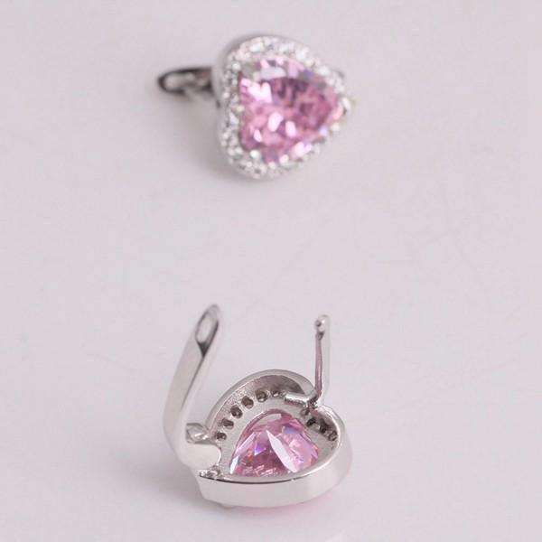 Feshionn IOBI Earrings Magnificent Halo Heart Leverback Earrings in Clear, Pink or Blue Sapphire