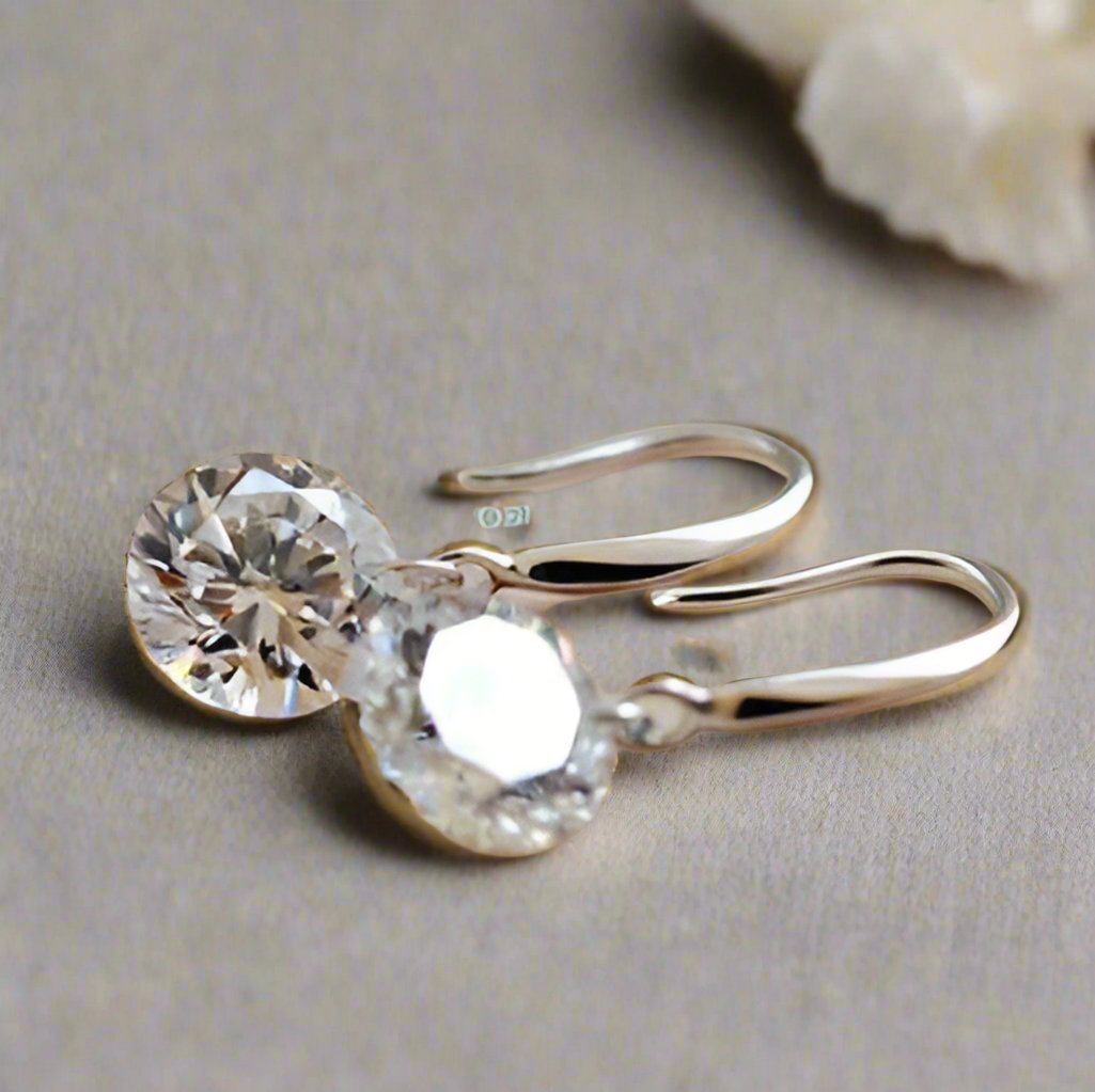Feshionn IOBI Earrings Naked IOBI Crystals Drill Earrings in Yellow Gold, Rose Gold, or Silver - Choose Your Color