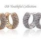Feshionn IOBI Earrings OB Youthful Collection - Petite Diamond Pave Platinum or 18K Yellow Gold Filigree Hoop Earrings
