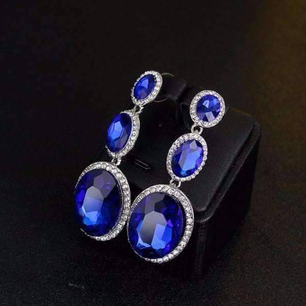 Feshionn IOBI Earrings ON SALE - Evening Elegance Triple Crystal Drop Earrings - Two Colors To Choose