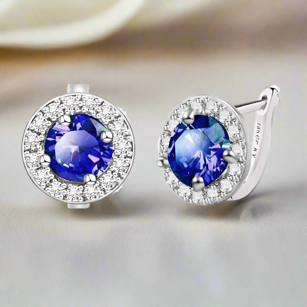 Feshionn IOBI Earrings ON SALE - Round Cut Halo Earrings in Five Elegant Colors