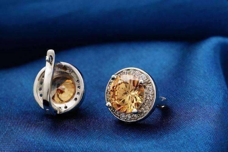 Feshionn IOBI Earrings ON SALE - Round Cut Halo Earrings in Five Elegant Colors