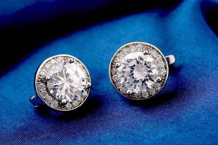 Feshionn IOBI Earrings ON SALE - Round Cut Halo Earrings in Five Elegant Colors