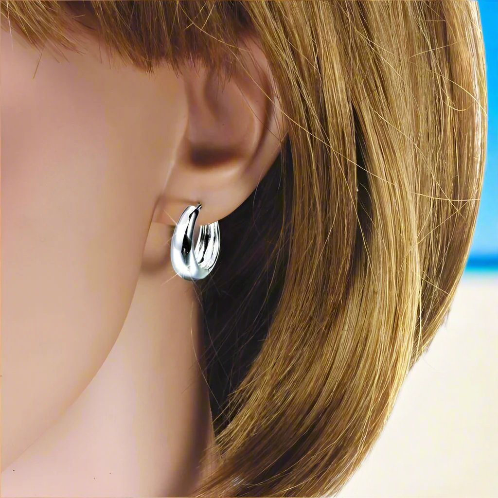 Feshionn IOBI Earrings ON SALE - Smooth Platinum Bold Huggie Hoop Earrings