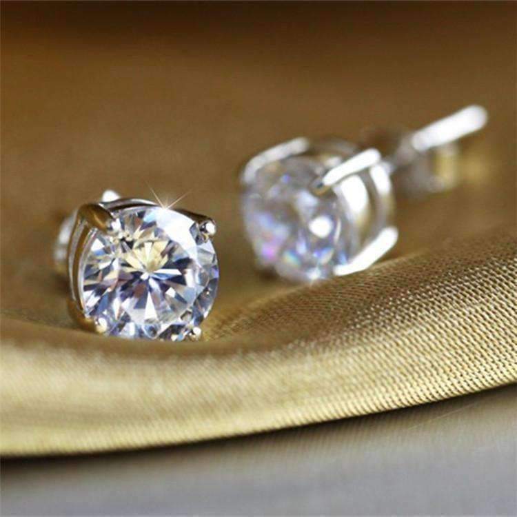 Feshionn IOBI Earrings Opulence Round IOBI Cultured Diamond Solitaire Stud Earrings