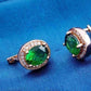 Feshionn IOBI Earrings Oval Solitaire Halo Earrings in Sapphire, Emerald, Topaz or White CZ