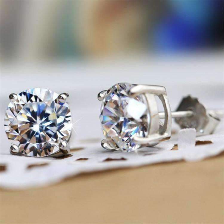 Feshionn IOBI Earrings Platinum / 1 Carat Opulence Round IOBI Cultured Diamond Solitaire Stud Earrings