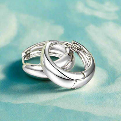 Feshionn IOBI Earrings Platinum plated ON SALE - Smooth Platinum Bold Huggie Hoop Earrings