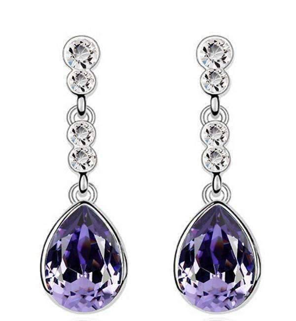 Feshionn IOBI Earrings Regal Purple IOBI Crystals Dew Drop Earrings - Choose Your Color