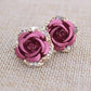Feshionn IOBI Earrings Rosette Golden Reflections Metallic Rose Lever Back Stud Earrings - in Four Colors