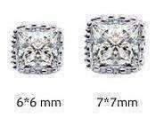 Feshionn IOBI Earrings Royal Princess 6mm Cut Simulated White Or Pink Sapphire Stud Earrings