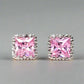 Feshionn IOBI Earrings Royal Princess 7mm Cut Simulated White Or Pink Sapphire Stud Earrings