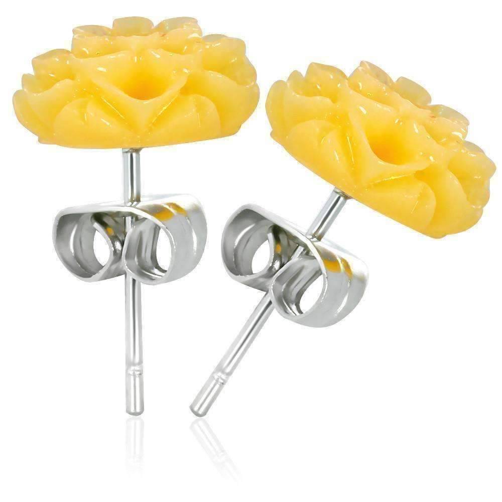 Feshionn IOBI Earrings Shimmering Dahlia Flower Stud Earrings in Three Fresh Colors