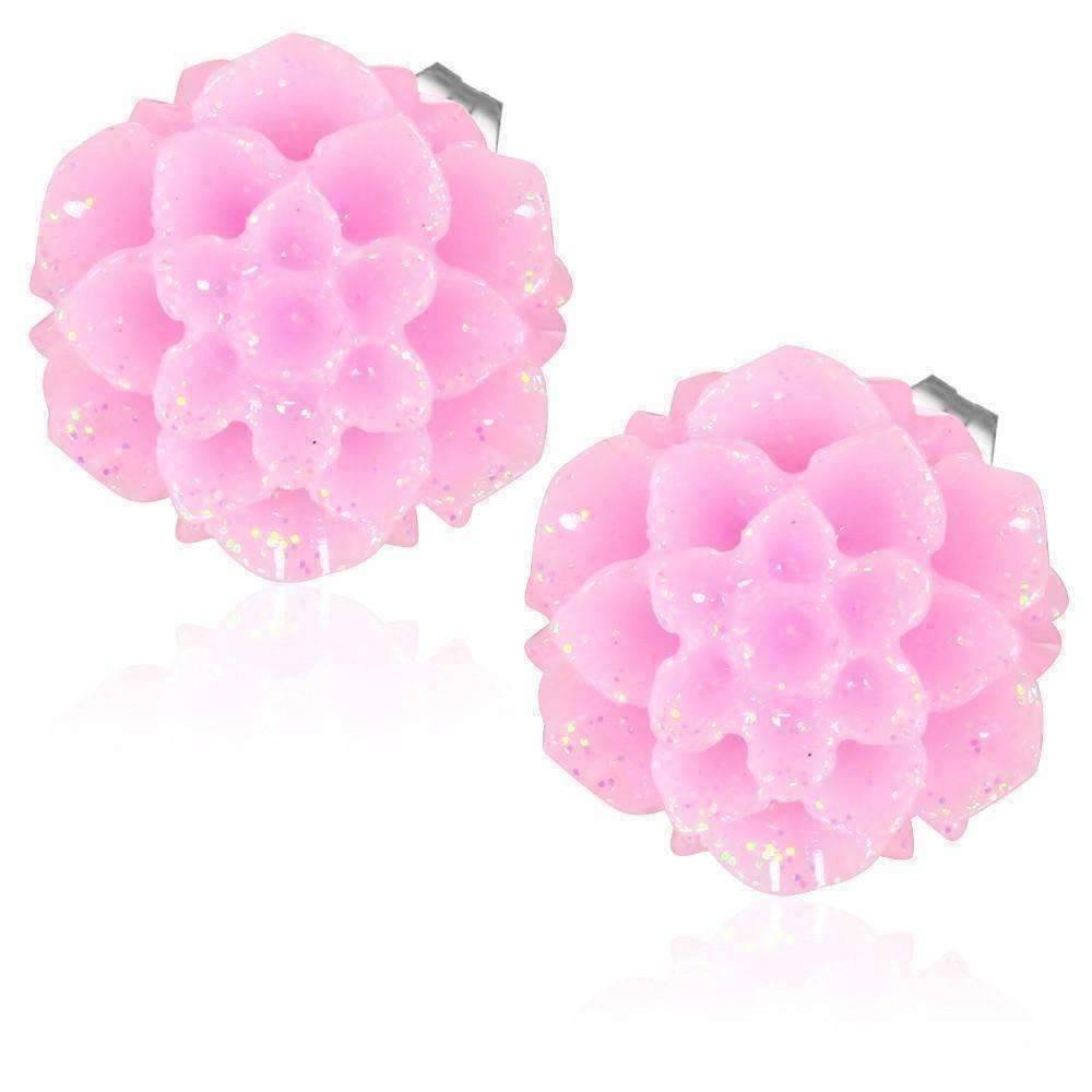Feshionn IOBI Earrings Shimmering Dahlia Flower Stud Earrings in Three Fresh Colors